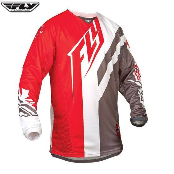 FLY RACING KINETIC DIVISION YOUTH JERSEY – RED/GRAY/WHT – SZ YOUTH YXL