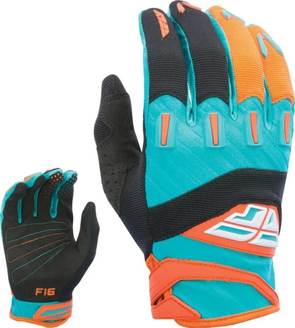 FLY RACING F-16 GLOVE - SZ 2 -YOUTH S - ORANGE/TEAL