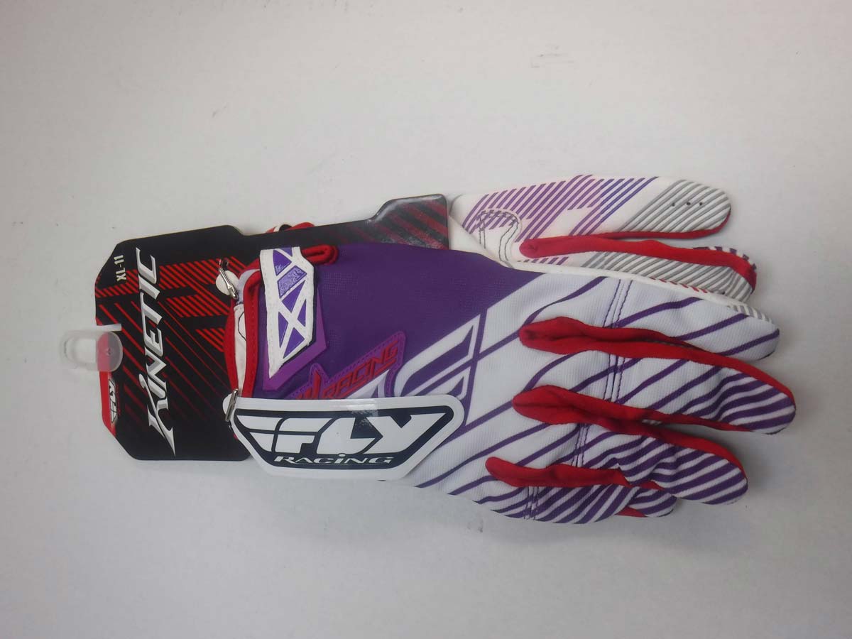 FLY RACING – KINETIC GLOVE -SZ11/ ADULT XL- RED/WHITE/PURPLE