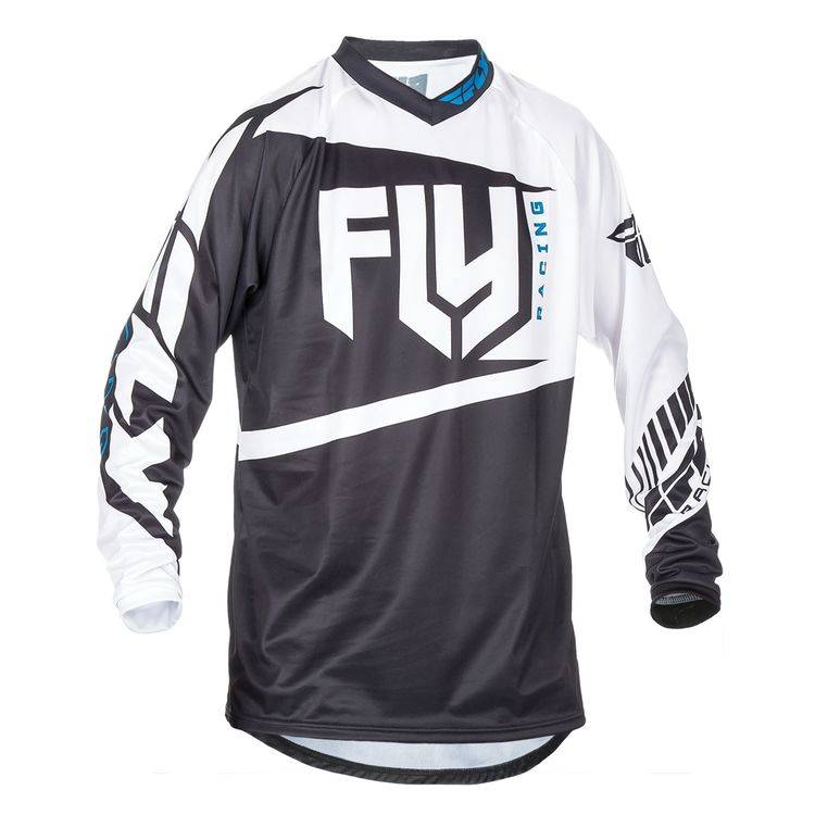 FLY RACING F-16 JERSEY- BLACK/WHITE – SZ YOUTH XL