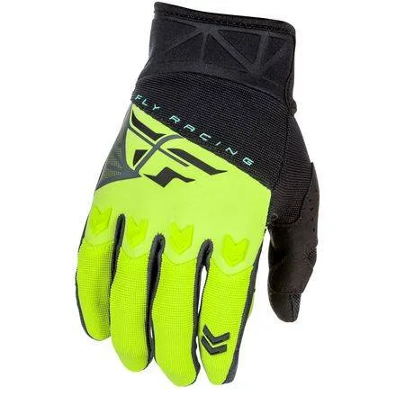 FLY RACING F-16 GLOVE - SZ 10 -ADULT L - BLACK/HI VIS YELLOW