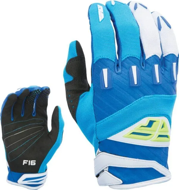 FLY RACING F-16 GLOVE - SZ 3 -YOUTH M - BLUE/ HI VIS YELLOW