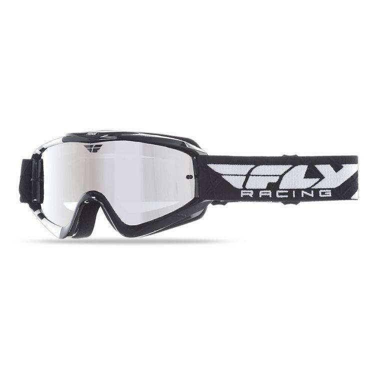 FLY RACING –  YOUTH ZONE GOGGLE – BLACK/WHITE – CHROME SMOKE LENS