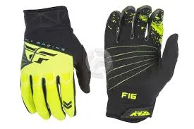 FLY RACING F-16 GLOVE - SZ 10 -ADULT L - BLACK/HI VIS YELLOW - Image 2